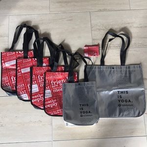Lot of 6 Lululemon Reusable Tote Bags and Pouch